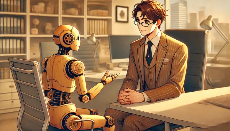 男性 ロボット オフィス 相談している